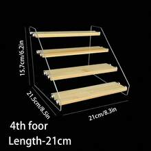 1 pieza Estantería de almacenamiento transparente de varios niveles, estantería escalonada minimalista de acrílico para perfumes, aceites esenciales, figuras, exhibición de postres, bolsas de maquillaje, artículos de viaje - Ancho del tablero de bambú de 5,5 cm. - Ver 23
