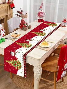 1pc Merry Christmas Table Runner, 35*180cm Polyester Cane Lights Pattern Christmas Table Flag Tablecloth, Christmas Decorations For Home Decor 2025 Xmas Table Oranments Winter Holidays Dining Kitchen Table Decor