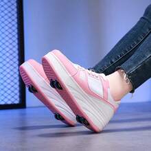 夏季青少年/成人时尚透气低帮旱冰鞋，四轮可拆卸设计，可在旱冰鞋和运动鞋之间转换，男女户外运动旱冰鞋