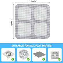 10/20 包一次性排水毛发收集器盖地漏贴纸淋浴网适用于浴室地板浴缸下水道方形过滤器自粘贴纸 3.9 * 3.9 英寸 - 銀色 - 查看 8