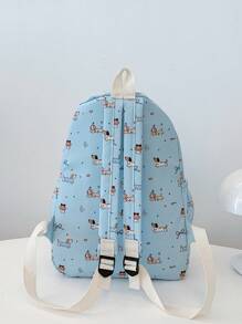 1 件开学卡通小狗/蝴蝶结图案背包，轻便书包，大容量学生包，带笔记本电脑隔层书包，旅行收纳袋，多种颜色可选，非常适合青少年/学生/毕业生，适合日常使用、外出、旅行、学校和开学