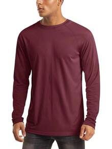 Men's Long Sleeve Shirts UPF 50+ UV Sun Protection Athletic Shirts For Hiking Running Workout Rash Guard-2025 - Wine - View 1