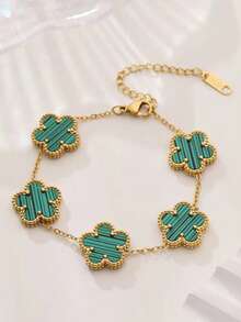 1 pezzo Braccialetto alla moda con decorazione floreale a quadrifoglio, adatto per l'uso quotidiano delle donne