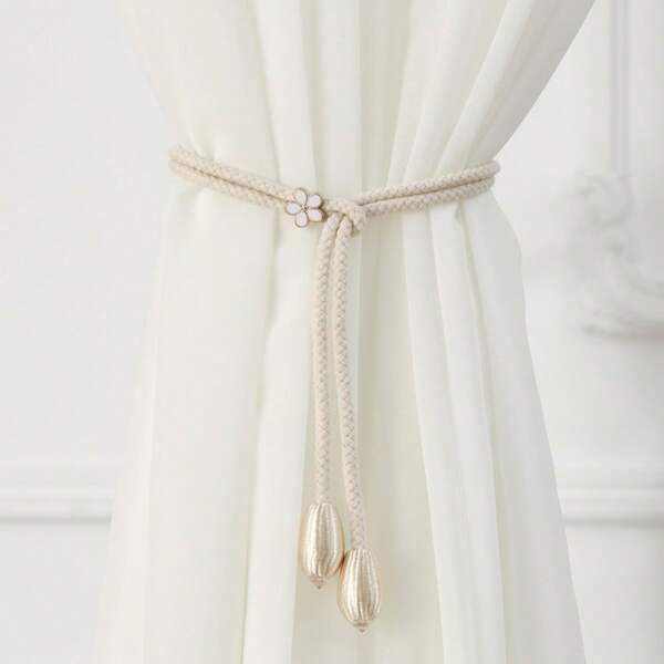 1pc/2pcs/4pcs Adjustable Olive Shaped Pendant Curtain Ties, Made Of Modern Luxury Rope Material, Suitable For Curtain Fixing And Decoration