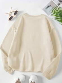 Moletom Estampado Cristão Blusa De Frio Casaco Moda Inverno Outono - Bege - Visão 2