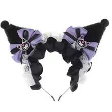 Sanrio 1 buc drăguț Kuromi prințesă stil bentiță, cerc de păr cu desene animate, accesoriu de păr stil Lolita pentru fete