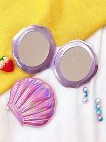 闪亮贝壳化妆镜 双面放大化妆镜 便携折叠手持小镜子 旅行化妆镜 派对精美小礼物
