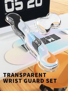 1 套水晶透明波浪形腕托垫，适用于鼠标垫、键盘掌托、腕托垫 - 凉爽舒适 - 彩色 - 查看 2