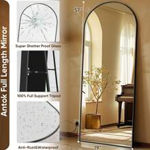 Antok Full Length Mirror, 57"X19" Arch Floor Mirror, Floor Standing Mirror Freestanding Arch Full Body Mirror With Stand For Bedroom, Hanging Mounted Mirror For Living Room Cloakroom