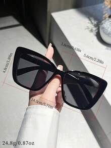 1 par de gafas de moda con forma de ojo de gato cuadrado para mujer, adecuadas para actividades al aire libre, viajes, estilo deportivo, conducir, playa, festival de música electrónica, atuendos, ambiente de vacaciones, salidas familiares, golf, senderismo - Negro y gris - Ver 4
