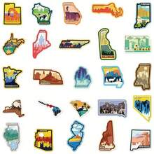 50Pcs USA American 50 States Travel Stickers Aesthetic Decals DIY Luggage Phone Motorcycle Car Bike Laptop Sticker - Một cỡ - Xem 5