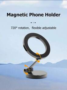 Metal Magnetic Car Phone Holder – 360° Rotating & Folding Design, Powerful Neodymium Magnets, Universal Fit For All Smartphones, Easy One-Hand Operation, Compact & Stable, Premium Dashboard Or Center Console Mount - Black - View 9