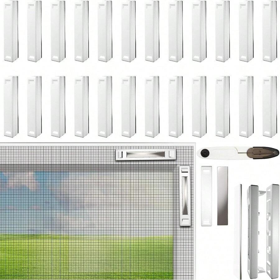 New 24 Pcs Magnetic Strips For Window Fly Screens SelfAdhesive Magnetic Strips Clips PunchFree Universal Strong Magnet For Fly Screens Window Net Insect Screen Mesh Curtains Door Curtains - 24pcs - View 1