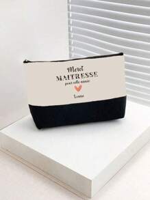 带有“Merci Maitresse”设计的拉链化妆包，轻巧且多功能的化妆品收纳包，非常适合作为教师节的表彰礼物。适用于婚礼、新娘派对和旅行，教师礼物，学校假期返校用品旅行包，女士旅行包 - 彩色 - 查看 11