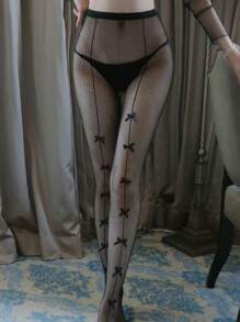 1 Piece Of Sexy Bow Stockings, Sexy Lingerie Accessories, Sexy Tights Heart-Shaped Bow Stockings Punk Japanese Girl Lolita Ins Fishnet Stockings Leggings.