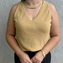 Kit Of 2 Women's Basic Social Tank Tops With Thick Straps, V-Neck, Lined In Duna Fabric - Red and Beige - View 5