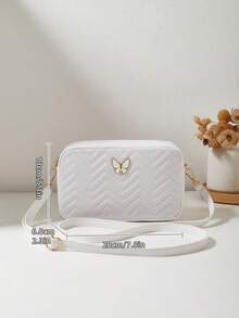 Fashionable Casual Crossbody Bag For Women, With Detachable Woven Strap, Comfortable Texture, Wavy Pattern, Exquisite Decoration & Classic Design, Versatile & Niche - White - View 2