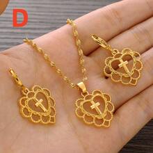1 套金色镂空珠宝套装，优雅耳环和项链 2 件简约套装，非洲阿拉伯欧洲珠宝礼物，适合节日、婚礼、订婚 - 金黃色 - 查看 10