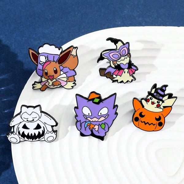 pokemon 1pc English Logo Stickers, Pokemon Car Body Glass Luggage Case Decorative Reflective StickerssPikachu Halloween Small Brooch - Cute Japanese-Style Badge, Decoration For Bags, Student Uniforms, Personalized Clothing, Creative Accessory Random