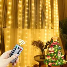 1 件 3x1m/3x2m/3x3m USB 供电窗帘仙女灯串，无需电池，用于婚礼背景、派对墙面装饰，适合圣诞节、感恩节、复活节、万圣节、家居照明，暖白/彩色，8 种模式，节日、情人节、卧室、浪漫求婚、生日、新年、母亲节、斋月装饰，室内/室外使用