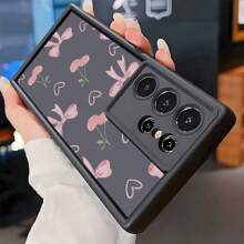 1 个粉色蝴蝶结和樱桃防震手机壳，厚防滑保护套，适用于 17 系列、Honor、Redmi、Galaxy、