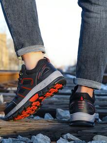 GUYISA Men's Steel Toe Hiking Shoes, Anti-Slip, Anti-Puncture, Durable, Soft & Comfortable Low-Top, Suitable For Factory, Construction Site, Gradient Color Sole, Fashion Work Shoes, Black (This Is The CN Size, International Size May Differ, This Model Runs Small, Please Order One Size Up!) - Black - View 8