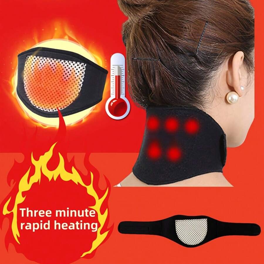 1/2pcs Hot Compress, Suitable For Home And Office, Magnetic Relaxation Support, Comfortable Wrapping, Used To Relax Neck Muscles, Suitable For Both Men And Women - Black - View 1