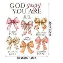 1 件/2 件/3 件基督教励志圣经经文热转印贴纸，混合颜色乙烯基，带有拱形“上帝说你是”经文设计，耐用热压补丁，适用于 T 恤、连帽衫、织物装饰、枕套、包包和服装装饰 - 彩色 - 查看 3