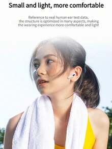 Wireless Earbuds With Bluetooth, Sweat-Resistant White Design, Built-In Microphone For Clear Calls, Long Battery Life, Comfortable Earphone Stem Shape, Suitable For IOS And Android Devices, Perfect For Fitness, Running, And Daily Use - White - View 5