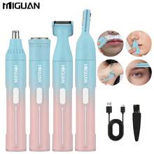 4-i-1 professionellt groomingkit, USB-laddningsbar näs-/öronhårstrimmer, skägg-/ögonbrynsrakhyvel, personliga hygienredskap för kvinnor, 500 mAh batterikapacitet