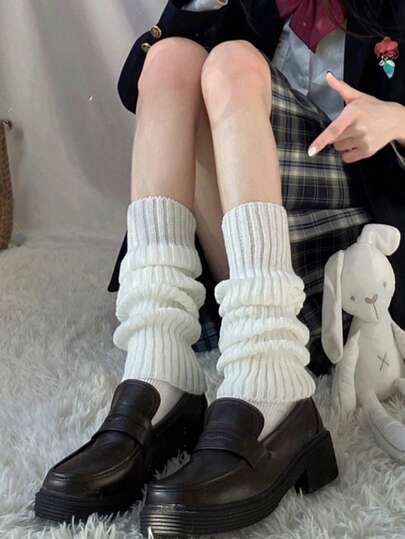 1/2 pares de calcetines de mujer de unicolor de 40 cm de largo para pierna/pantorrilla, regalos de invierno y vacaciones, cálidos y encantadores, calentadores de pierna de punto a rayas