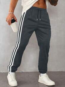 1 Stück Herren Lässig Sportbekleidung Set, Frühling/Sommer Loose Fit Jogginghose für Laufen, Outdoor Wandern, tägliche Fahrten, Sommer gestreifte verkürzte Hose