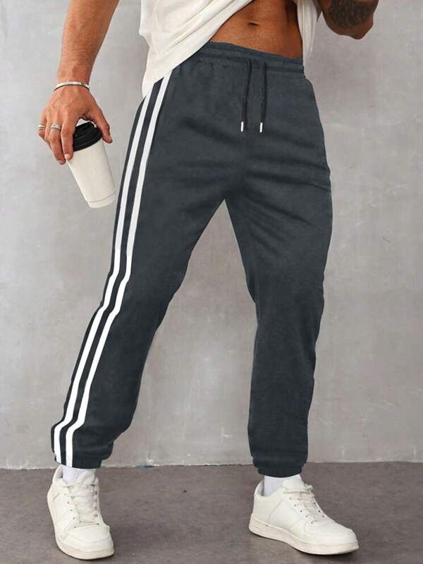 Set sport casual pentru bărbați, 1 bucată, pantaloni jogger lejeri de primăvară/vară, pentru alergare, drumeții în aer liber, naveta de zi cu zi, pantaloni scurți cu dungi de vară