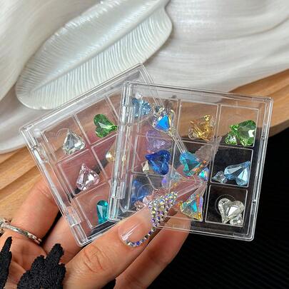 1pc Acrylic Nail Rhinestone Jewelry Storage Box, Nail Accessories Display Case, Empty Box Without Rhinestones