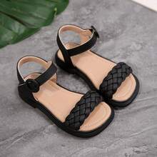 女童凉鞋夏季2025新款儿童编织鞋软底幼儿沙滩鞋中大童鞋 - 黑色 - 查看 14