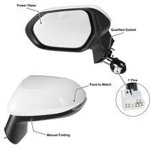 Door Mirror Assembly For Corolla 2020-2022 Power Glass Heated Manual Folding 6 Pins White Paint To Match Replace - 左側駕駛側 - 查看 3