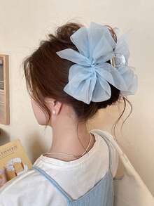 轻盈雪纺蝴蝶结大号发夹，时尚百搭，适合日常休闲、外出、度假、通勤等场合。优雅的爪夹、蝴蝶结发饰，是上学、大学秋季配饰的理想之选，花朵发爪，秋冬夏沙滩皆宜。 - 霧霾藍 - 查看 3