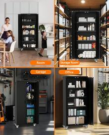 Studyset Metal Storage Cabinet 72" H With Wheels,Garage Storage Cabinet With 2 Doors And 4 Adjustable Shelves,Steel Tool Cabinet With Lock And Lockable Rolling,Storage Organization For Home,Garage,Office - Black - View 7