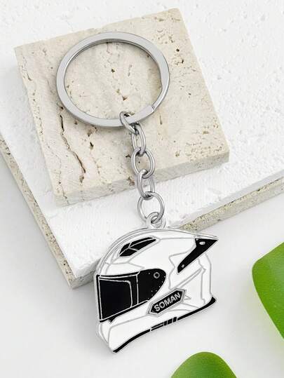 1pc Motorcycle Helmet Shaped Metal Keychain, Gift For Men Christmas Bag Charms Car Teacher Friend Sister Gift Ideas