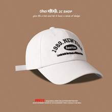 1989 NewYork Retro Baseball Cap, Women's Casual Street Letter Embroidery Sun Hat, Adjustable Unisex Summer Daily Wear