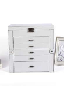 Caja de joyería de gran capacidad y multicapa de PU, organizador de tocador multifuncional, adecuado para collares, aretes, anillos, pulseras, relojes, lápices labiales, almacenamiento de cosméticos diarios, bolsa de viaje para joyas, esenciales de viaje, accesorios de viaje, bolsa de viaje, vacaciones, regreso a la escuela, cosas de la escuela, caja de joyas, organizador de joyas