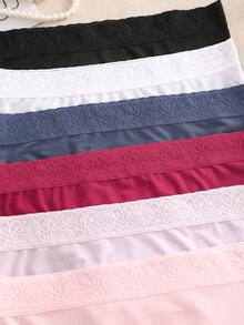 6pcs/Set Solid Color High Waist Lace Patchwork Design Comfortable Breathable Maternity Briefs Underwear Set For Women