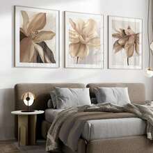 3pcs Unframed Canvas Neutral Wall Prints, Botanical Wall Prints, Nature Wall Prints, Beige, Brown, Autumn Room Wall Decor Art - Multicolor - View 5