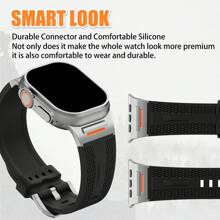 Bands Compatible With Apple Watch Band 49mm 46mm 45mm 44mm Wristband, Rugged Men Sport Silicone Strap Compatible With Apple Watch Ultra 2/1 Series 10 9 8 7 6/SE 5 4 3 2 1