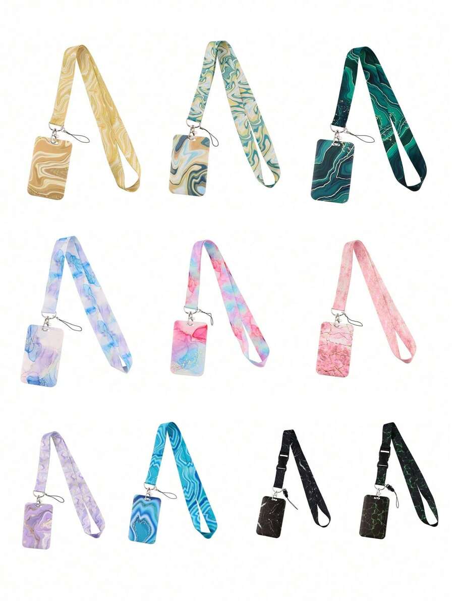 Handyschlaufe mit Marmoroptik, Polyesterband als Ausweis-/Essenskarten-Halterung, Anti-Verlust Arbeitsausweis-Halterung, Geschenk für Paar/Urlaub, Schulmaterial, Schulanfang