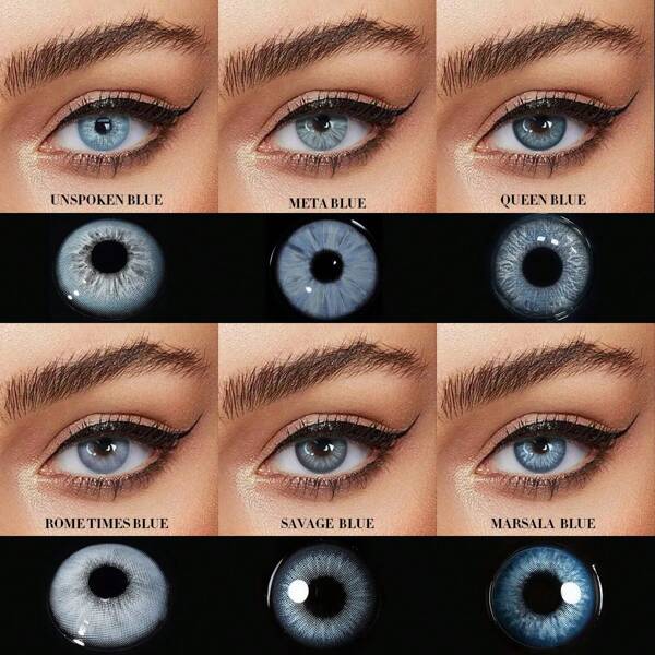 Lalens Lentes de contacto de uso anual de la Colección Meta de Lalens - 1 par de lentes de contacto grises y blancos para agrandar naturalmente los ojos y para maquillaje de ojos