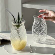 1 Pieza, Vaso de Cóctel de Piña, Vaso de Cristal, Vaso de Cristal Transparente Tallado de Forma Creativa, Vaso de Cóctel de Bar, Vaso de Bebida de Vidrio con Pajita, Taza de Café, Jugo y Leche Reutilizable de Alta Calidad - Perfecto para el Hogar, Oficina, Playa, Diversas Reuniones, Bares y Barcos, Copa de Champán, Vaso para Máquina de Helados, Día del Maestro, Halloween, Vuelta al Colegio, Regalos de Campamento de Verano, Artículos Esenciales para el Inicio del Curso Escolar
