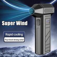 USB 可充电大功率汽车清洁吹风扇，户外涡轮喷射风扇，可吹风、除雪，并可协助户外露营和烧烤，400000RPM 高速无刷电机吹叶机，配备 4000mAh * 2 大容量电池，适用于汽车除冰、清洁汽车座椅、电脑键盘、窗户缝隙、沙发和地毯，配有手持便携式高速风扇！ - 黑色 - 查看 12