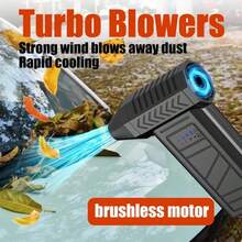 USB 可充电大功率汽车清洁吹风扇，户外涡轮喷射风扇，可吹风、除雪，并可协助户外露营和烧烤，400000RPM 高速无刷电机吹叶机，配备 4000mAh * 2 大容量电池，适用于汽车除冰、清洁汽车座椅、电脑键盘、窗户缝隙、沙发和地毯，配有手持便携式高速风扇！ - 黑色 - 查看 9