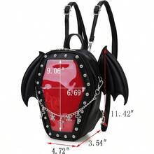 Goth Coffin Backpack With Detachable Bat Wing Halloween Coffin Ita Punk Shoulder Bag For Enamel Pins DisplaySkull ChainBlack-0029 - SkullChainBatWings-black - View 2